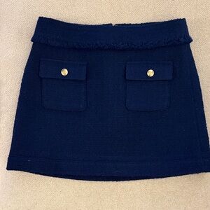 J. Crew Tweed Navy Mini Skirt with Gold Accents